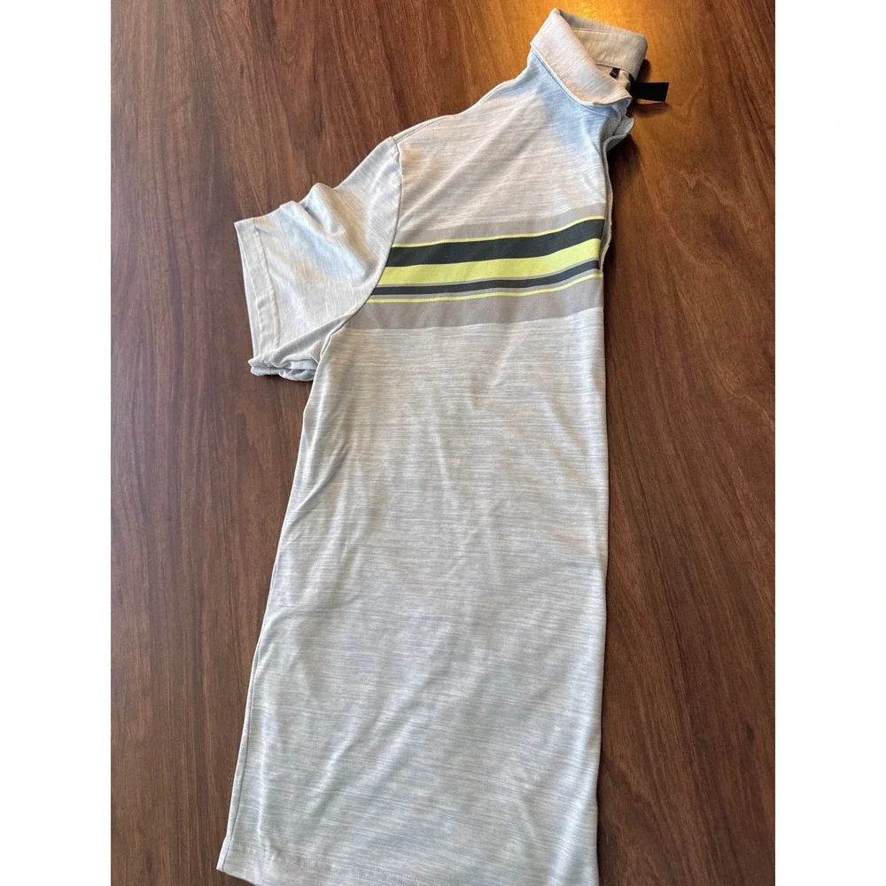 Adidas Golf Polo Shirt Mens XL Light Blue Heathered Striped Short Sleeve‎ Logo